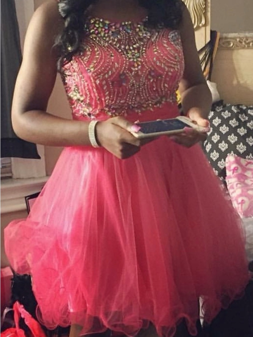 Aspeed Coral Pink Beaded Dress
